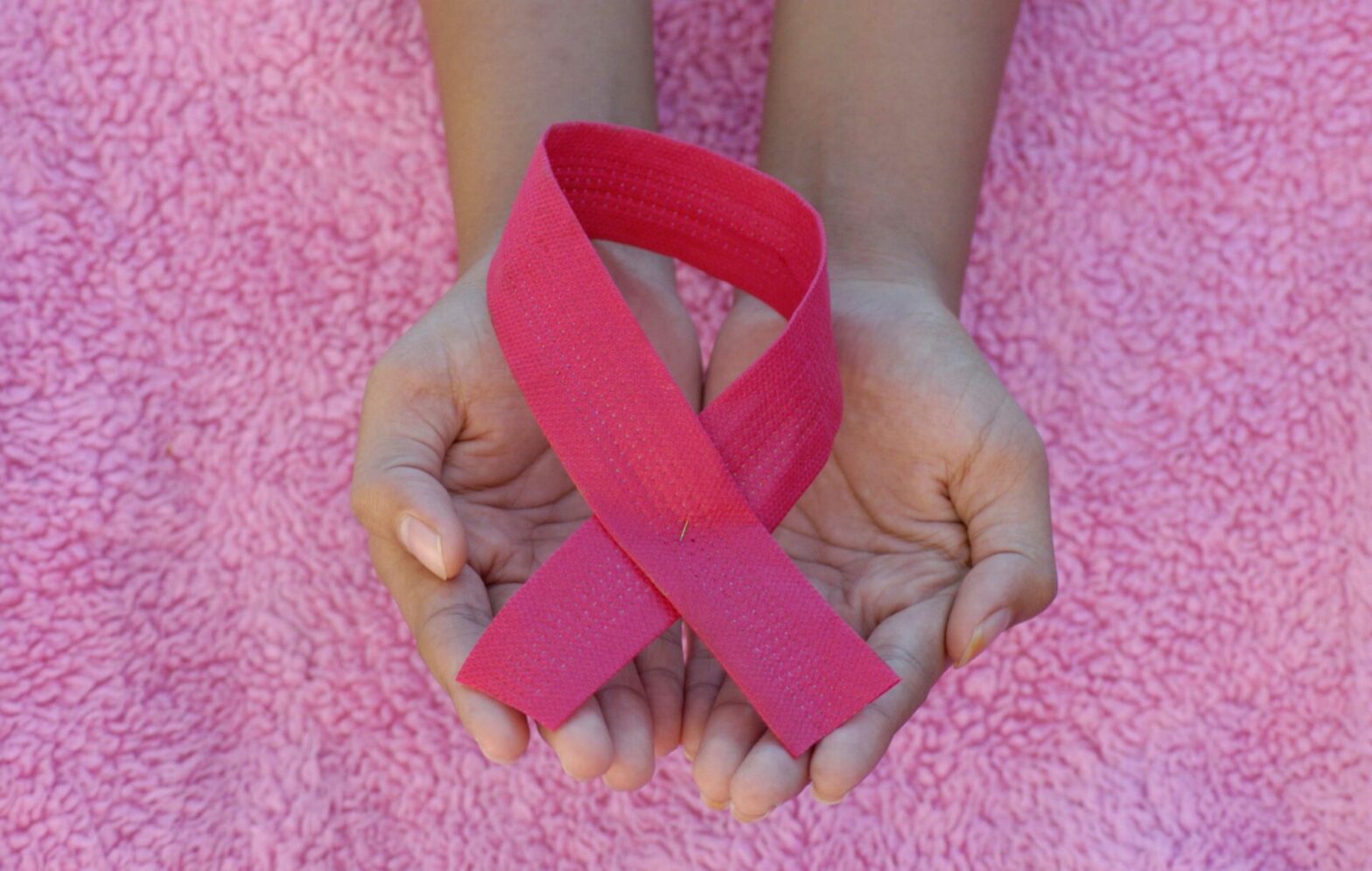 Rosa Schleife - pink ribbon - als Symbol im Bewusstsein gegen Brustkrebs.